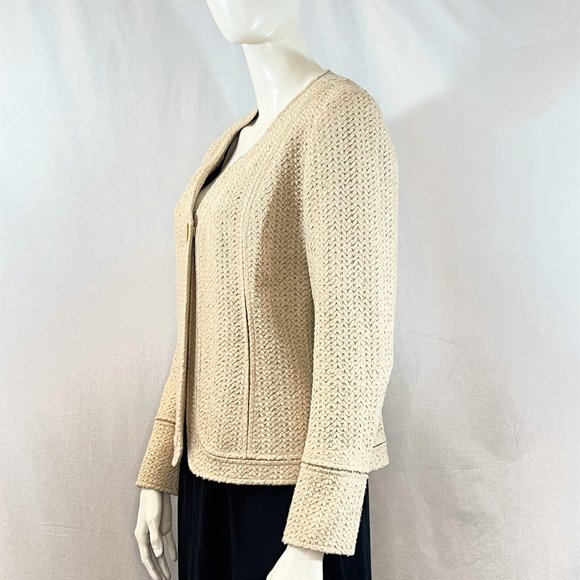 Woven Look Collarless Blazer | Lafayette 148 New York - Picture 3 of 9